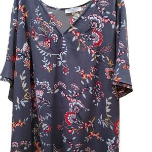Loft floral flutter sleeve blouse